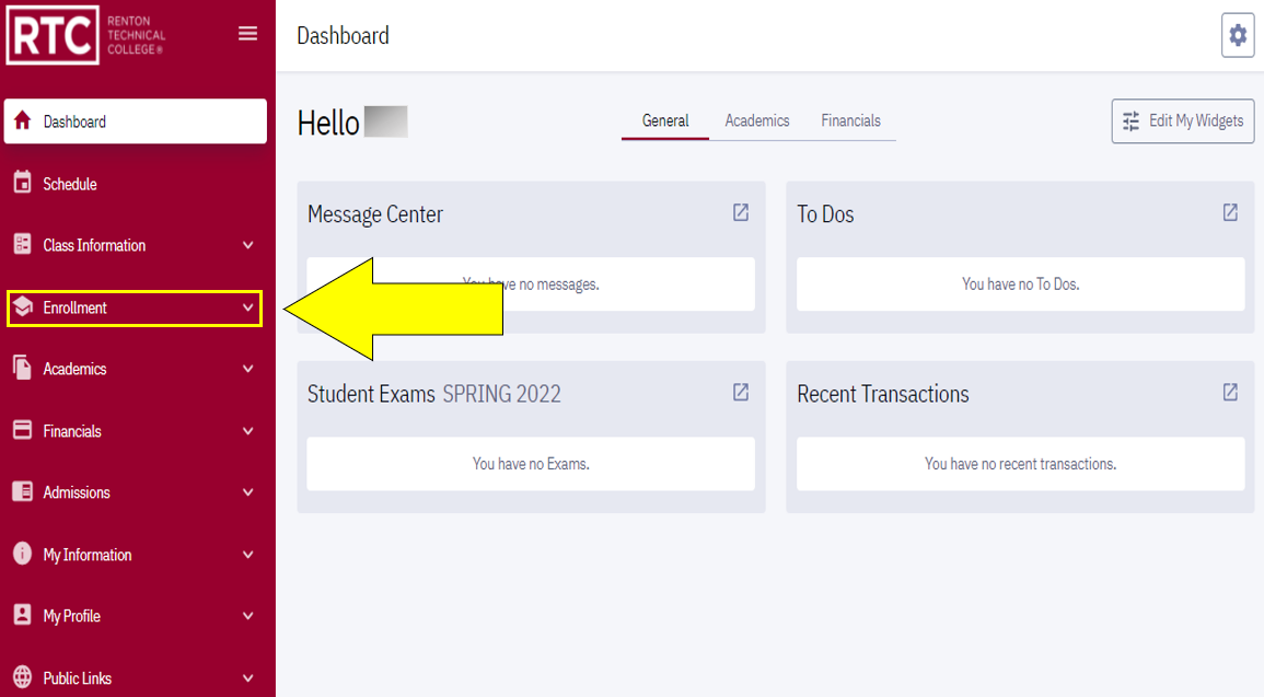 an arrow pointing to enrollment