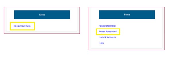 boxes over password help and reset password