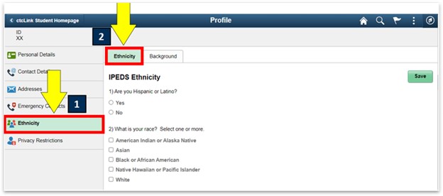 an arrow pointing to ethnicity