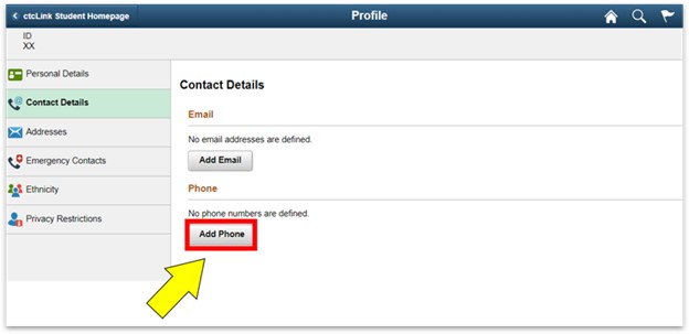 an arrow pointing to add phone