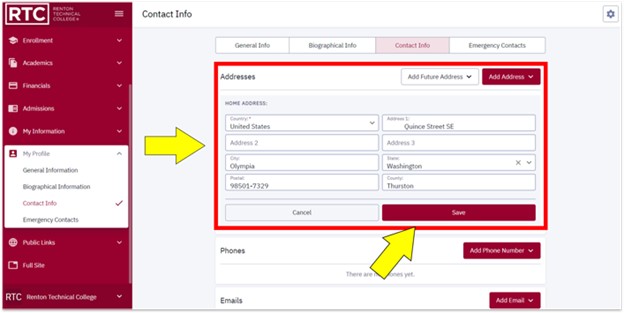 an arrow pointing to an address form