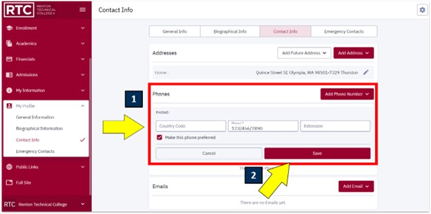 an arrow pointing to a phone number form