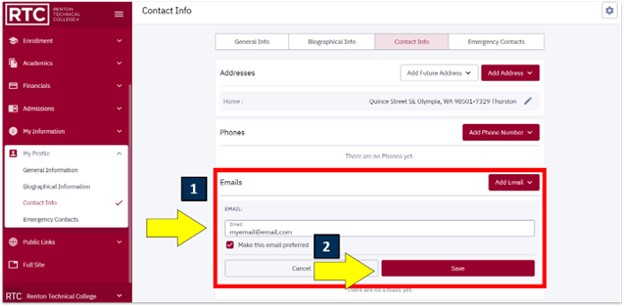 an arrow pointing to an email form
