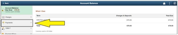 an arrow pointing to payments