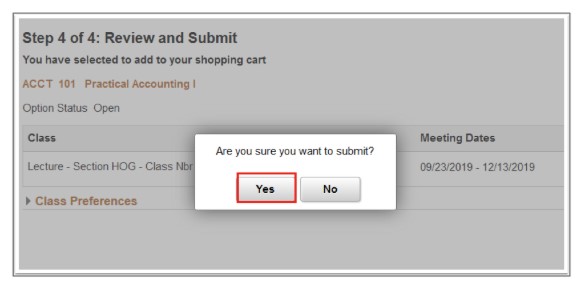 a red box around yes