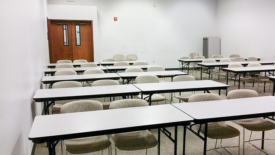 A large classroom seating 40 from the instructor's perspective.