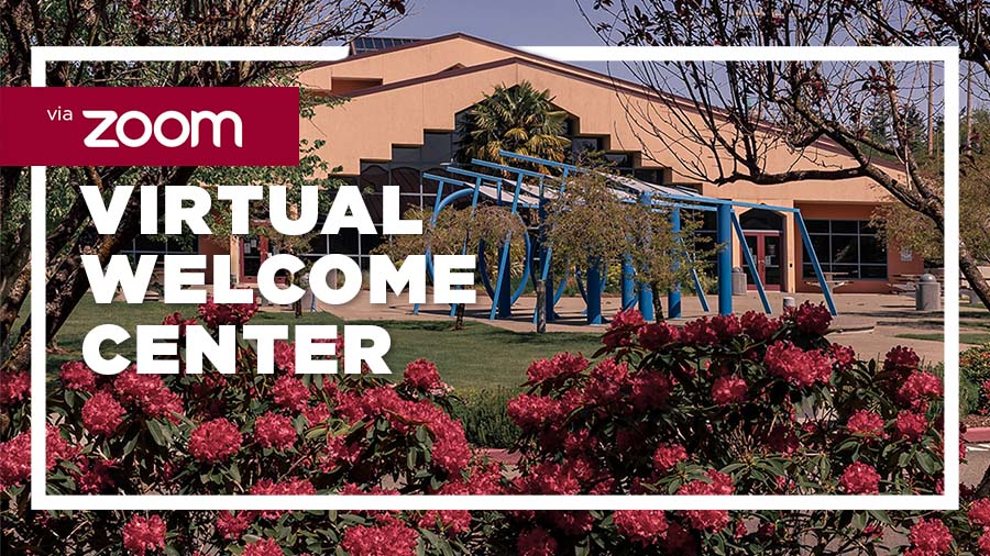 A picture of the RTC campus with text reading "Virtual Welcome Center"