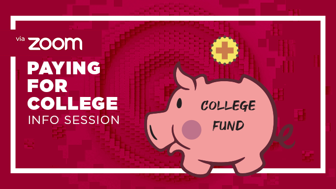 Paying for College piggy bank graphic